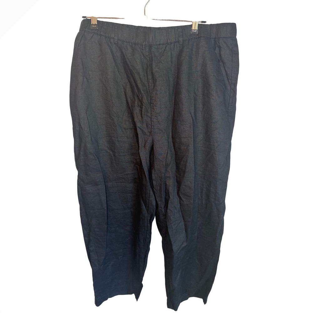 Quince Black 100% European Linen Elastic Waist Pants XL NWT